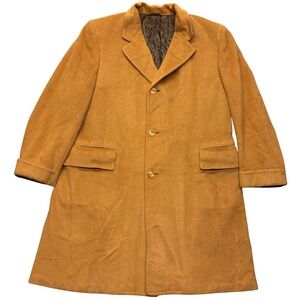 VTG Summit Mongolian Cashmere Mink Mens‎ Overcoat Camel Brown Three Button Coat